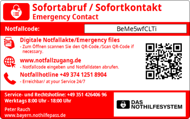 NotHilfePass Rückseite